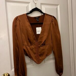 Forever 21 Rust Satin Blouse